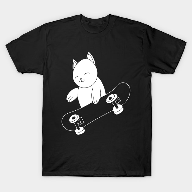 Silly Cat Skateboarding T-Shirt by pako-valor